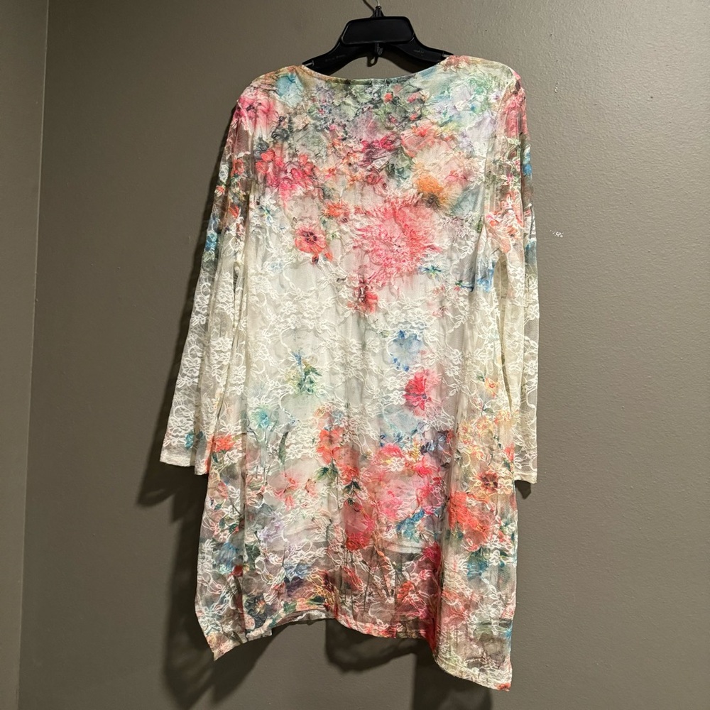 CAL Style Tunic floral lace blouse Size XL